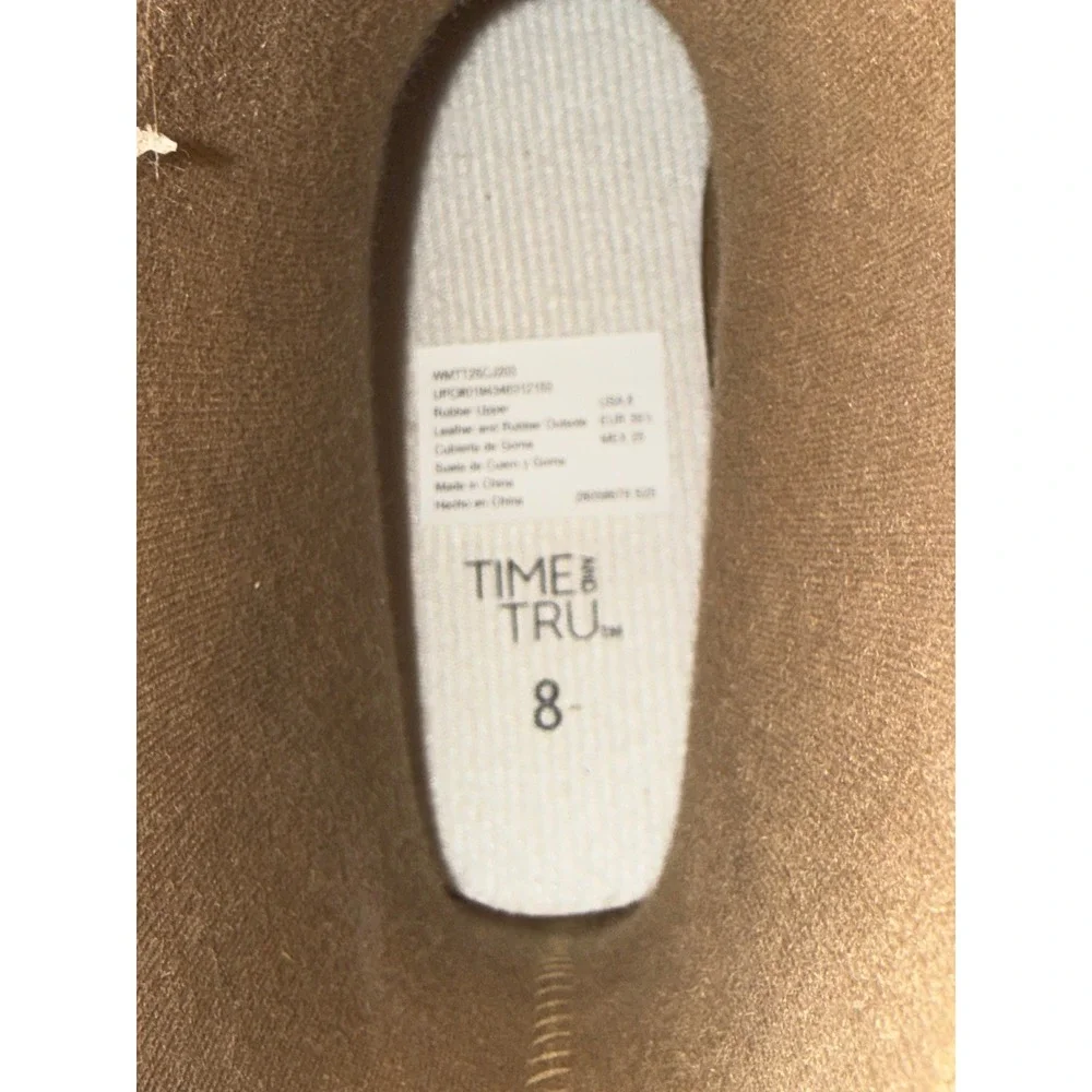 NWT Time and Tru Almond Short Buckle Rain Boots Beige Lug Sole Size 8